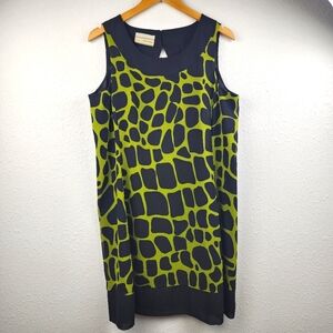 Carrie Allen Sleeveless Shift Dress Giraffe Green Black NWT Size XL Keyhole NWT
